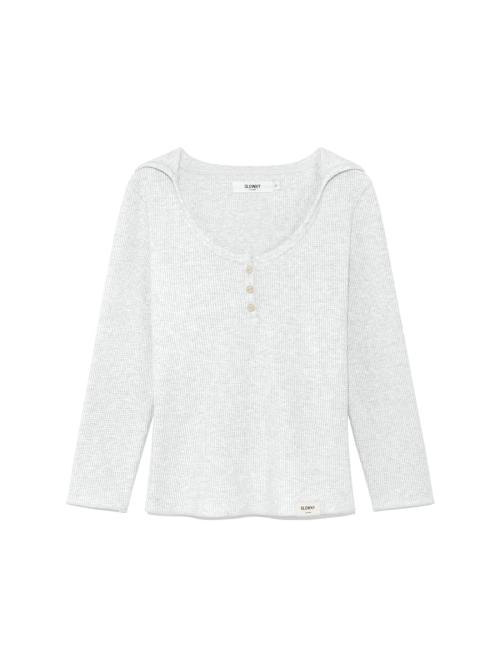 3/4 G WAFFLE BUTTON FLY TEE (MELANGE GRAY)