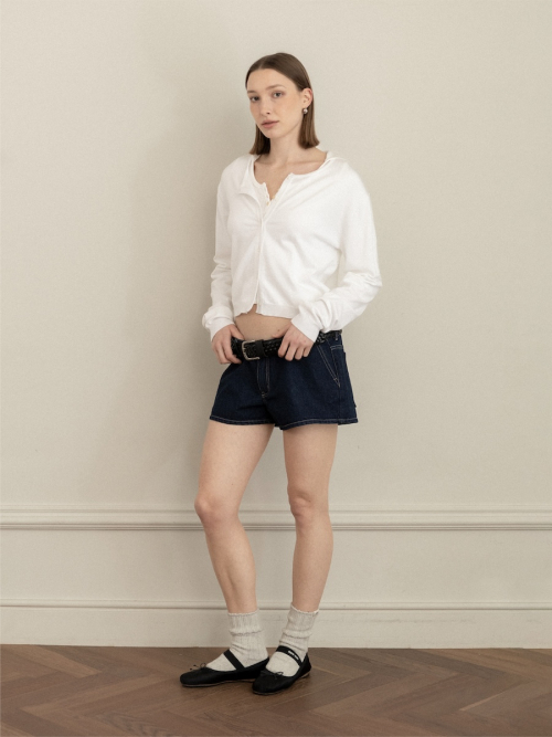 3/4 G WAFFLE BUTTON FLY TEE (WHITE)