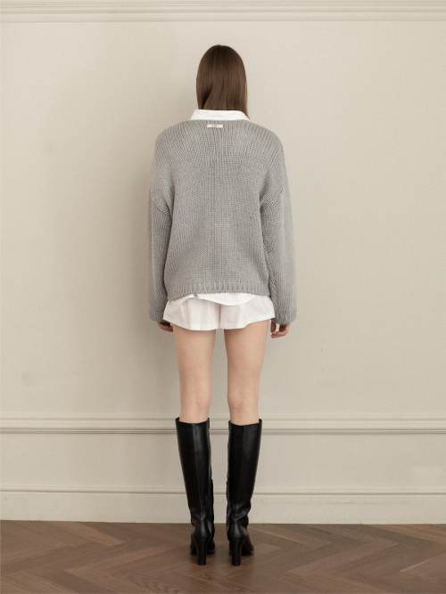 G COZY OVER KNIT TOP (GRAY)