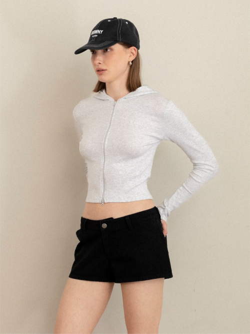 G CLASSIC ESSENTIAL RIB ZIP-UP (WHITE MELANGE)
