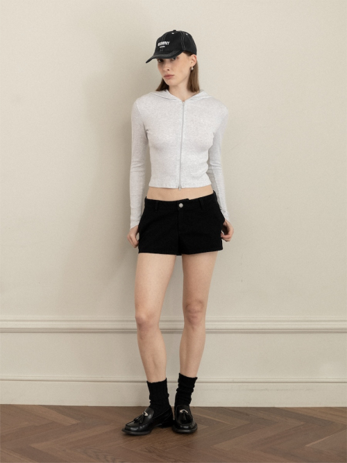 G CLASSIC ESSENTIAL RIB ZIP-UP (WHITE MELANGE)
