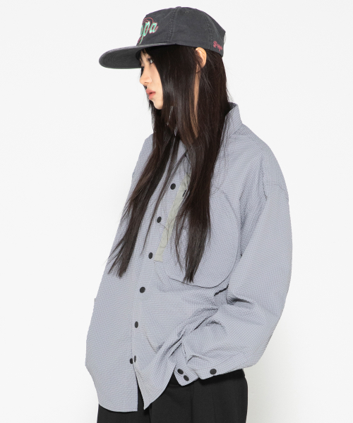 XTS040 유틸리티 깅엄 체크 셔츠 (LIGHT GRAY)