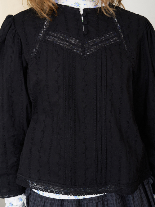 Cotton Flower Jacquard Lace Blouse MU2611BL501V