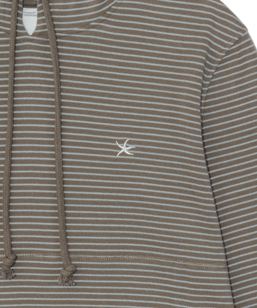 TCM contrast stripe hoodie (brown)