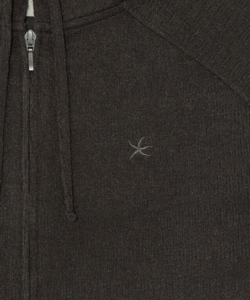 TCM texture flow hooded zip-up (brown)
