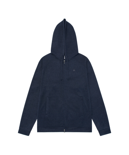 TCM texture flow hooded zip-up (navy)