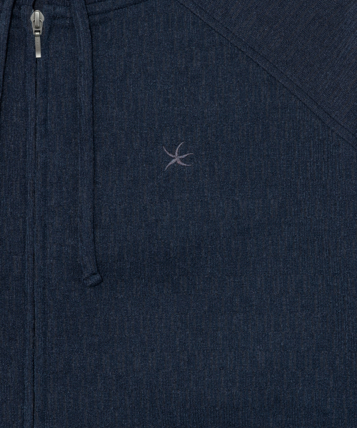 TCM texture flow hooded zip-up (navy)