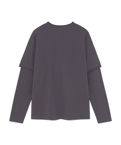 TCM raw cut layered long sleeve (dark purple)