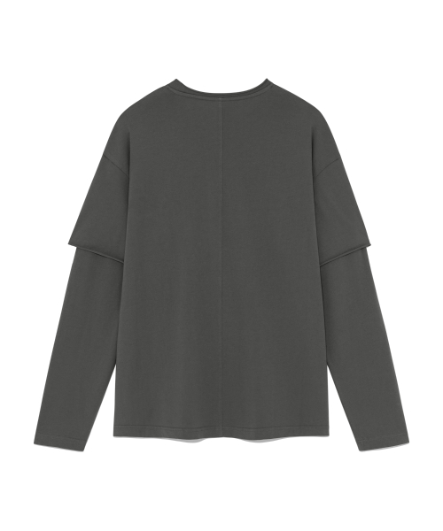 TCM raw cut layered long sleeve (charcoal)