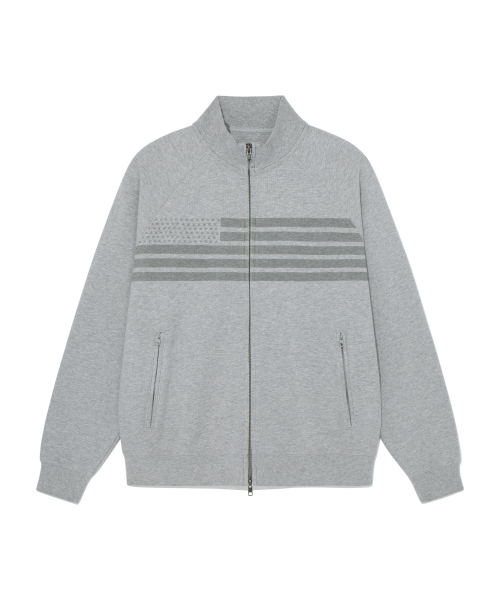 TCM flag sweat jersey zip-up (melange grey)