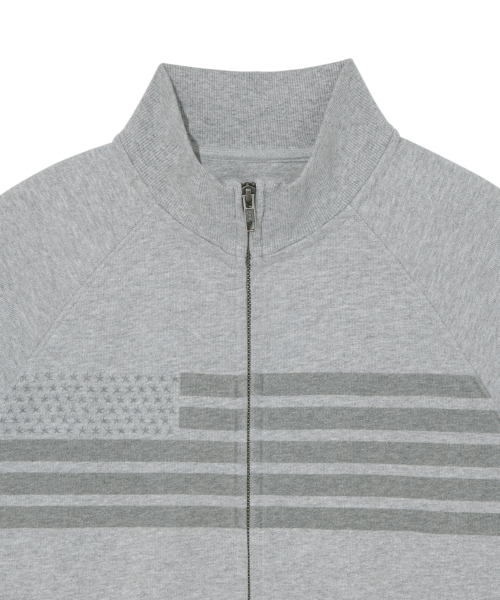 TCM flag sweat jersey zip-up (melange grey)