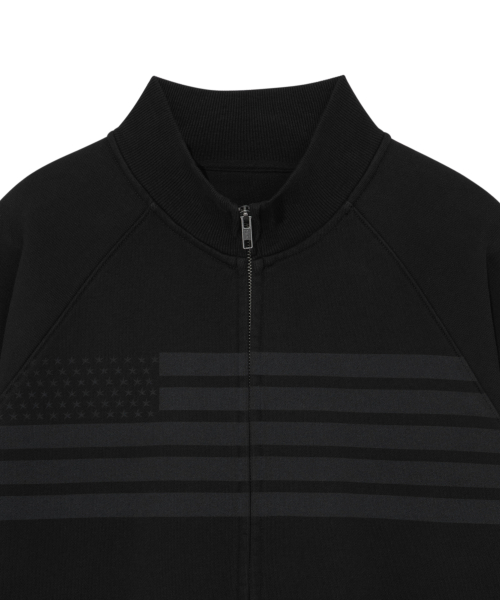 TCM flag sweat jersey zip-up (black)