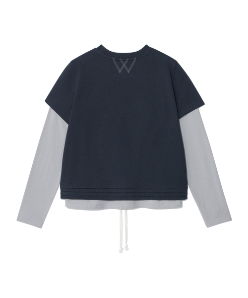 (w) TCM crack string layered long sleeve (navy)