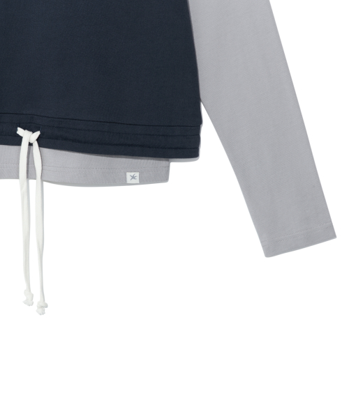 (w) TCM crack string layered long sleeve (navy)