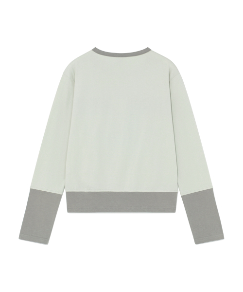 (w) TCM color block line long sleeve (pistachio)