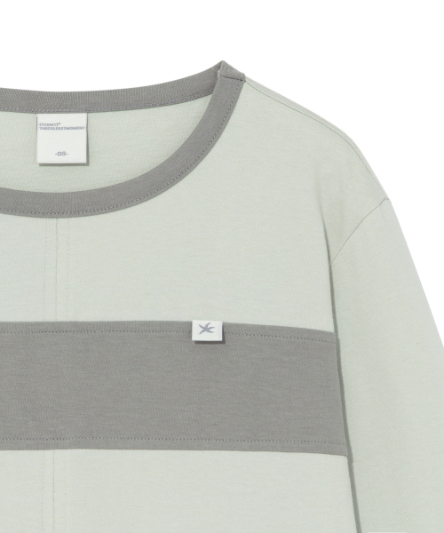 (w) TCM color block line long sleeve (pistachio)