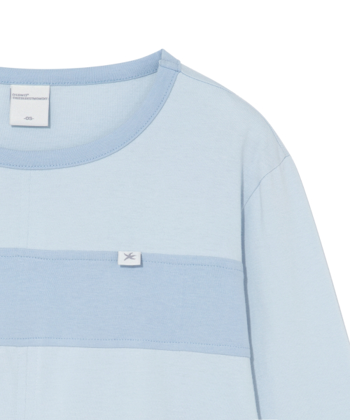 (w) TCM color block line long sleeve (sky blue)