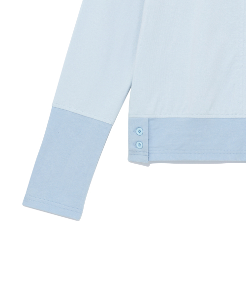 (w) TCM color block line long sleeve (sky blue)