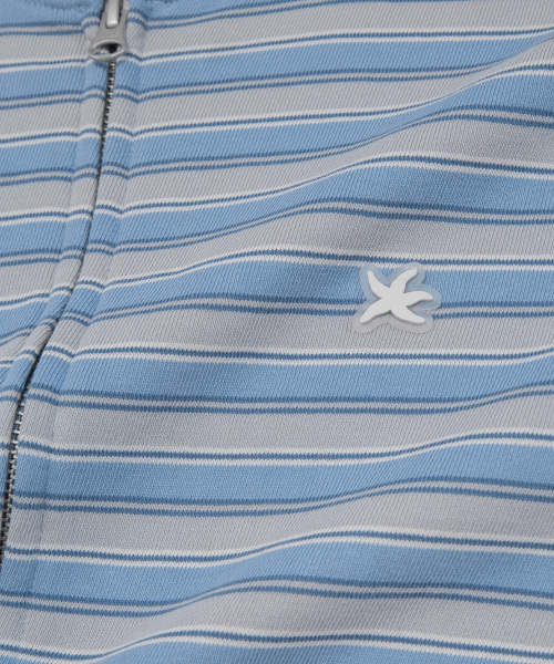TCM stripe standard hooded zip-up (blue)