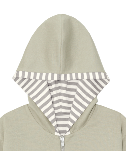 TCM reversible stripe hooded zip-up (beige)