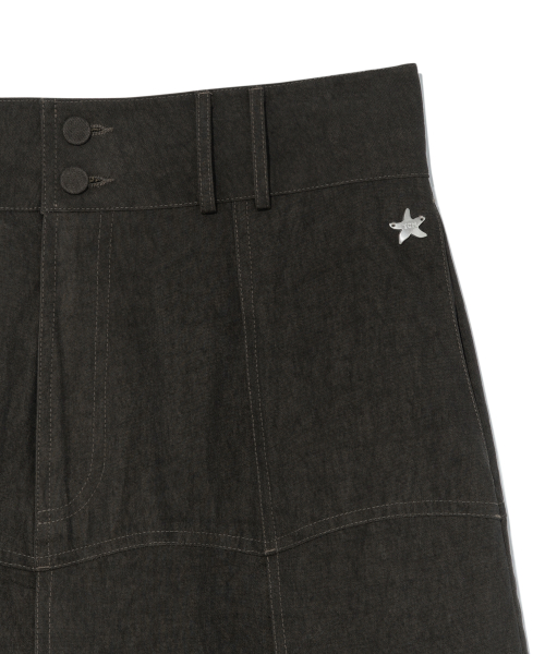 (w) TCM vintage denim pleated skirt (vintage brown)