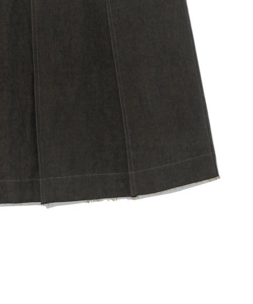 (w) TCM vintage denim pleated skirt (vintage brown)