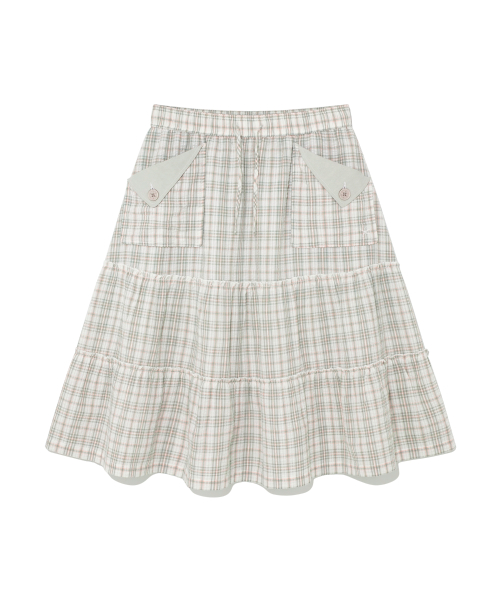 (w) TCM frill pocket check skirt (green)