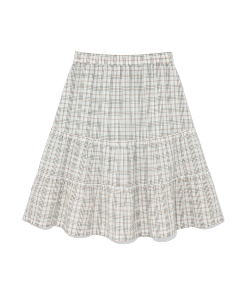 (w) TCM frill pocket check skirt (green)