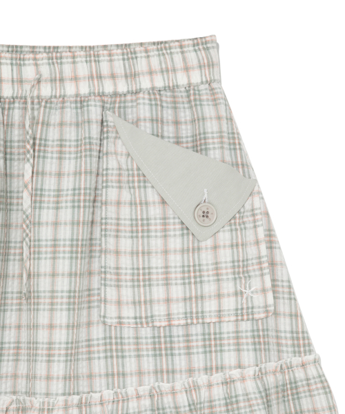 (w) TCM frill pocket check skirt (green)