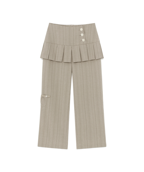 (w) TCM skirt layered button pants (beige)