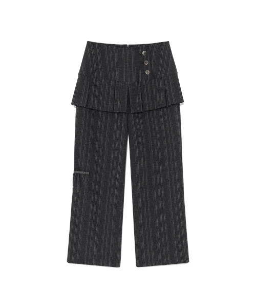 (w) TCM skirt layered button pants (charcoal)