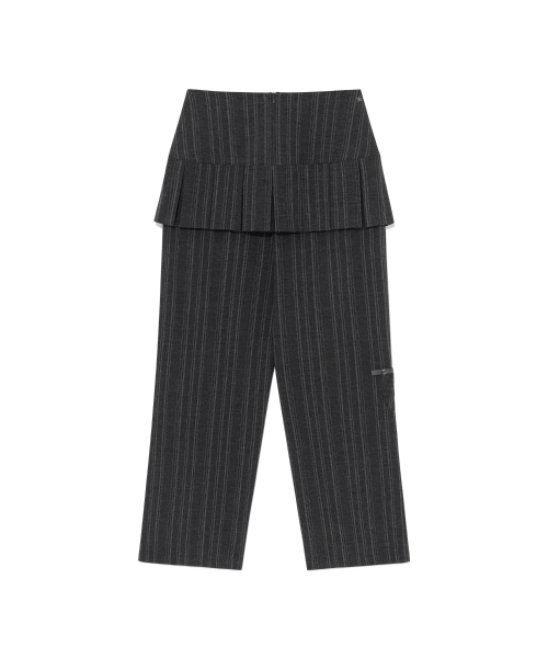 (w) TCM skirt layered button pants (charcoal)