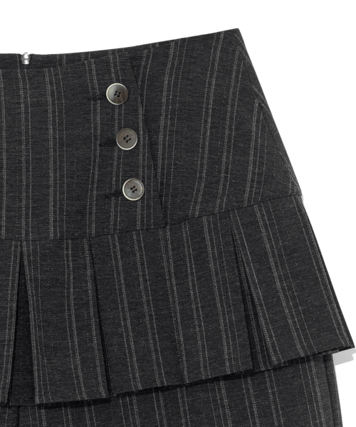 (w) TCM skirt layered button pants (charcoal)