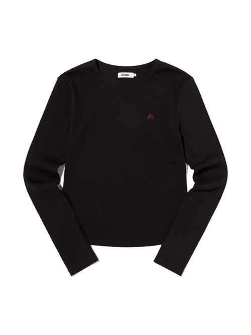 SMALL CHERRY SLIM-FIT RIBBED LONG SLEEVE [BKA]