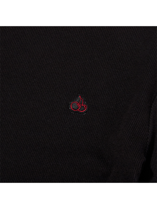 SMALL CHERRY SLIM-FIT RIBBED LONG SLEEVE [BKA]