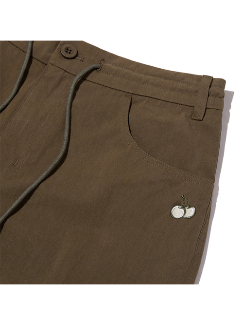 PLAIN NYLON CARGO PANTS [KHA]