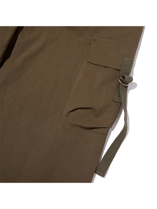 PLAIN NYLON CARGO PANTS [KHA]