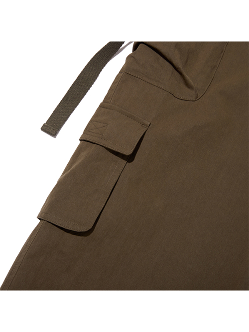 PLAIN NYLON CARGO PANTS [KHA]