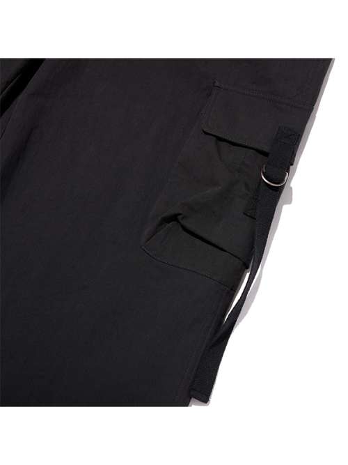 PLAIN NYLON CARGO PANTS [BKA]