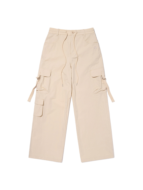 PLAIN NYLON CARGO PANTS [BEA]
