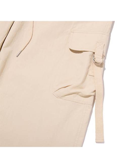 PLAIN NYLON CARGO PANTS [BEA]