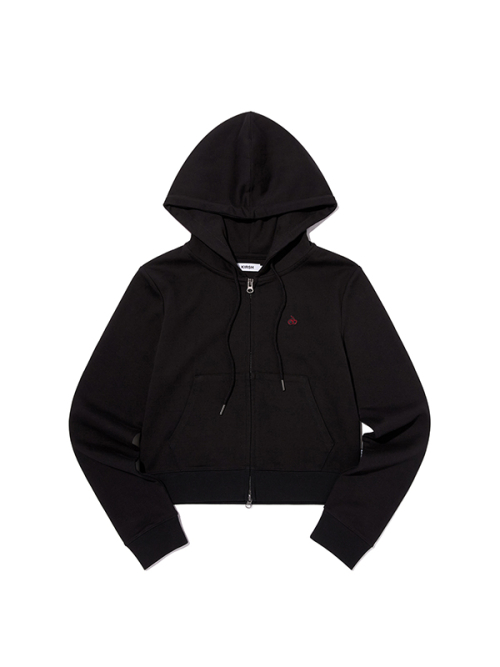 PLAIN SLIM-FIT HOODED ZIP-UP [BKA]