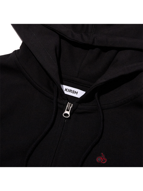 PLAIN SLIM-FIT HOODED ZIP-UP [BKA]