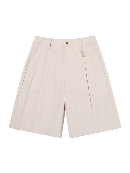 PIN-TUCK TWO-BUTTON BERMUDA SHORTS [BEL]