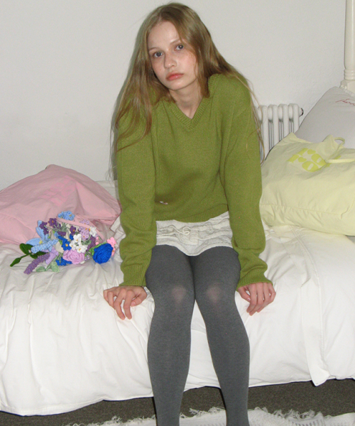DAILY SOFT V NECK KNIT OLIVE