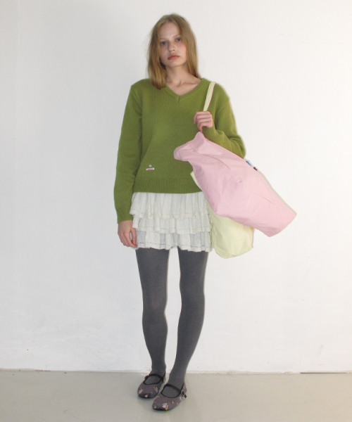 DAILY SOFT V NECK KNIT OLIVE