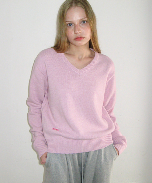 DAILY SOFT V NECK KNIT PINK