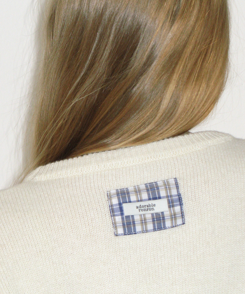 PATCHWORK FRILL KNIT PULLOVER IVORY