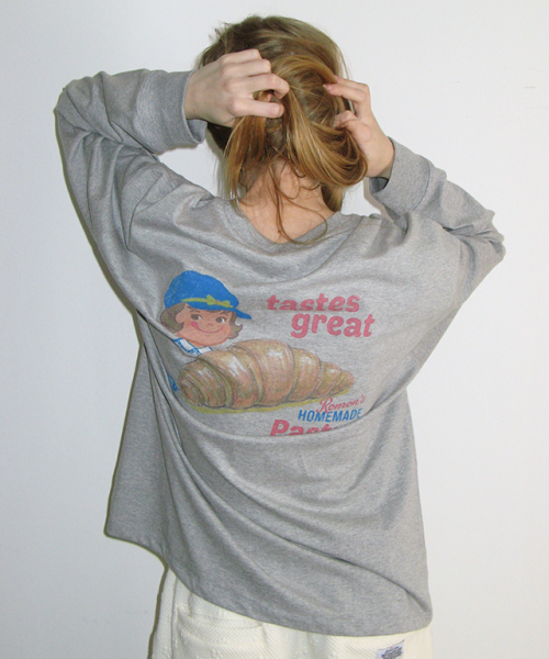VINTAGE CROISSANT OVER FIT LONG SLEEVE GREY