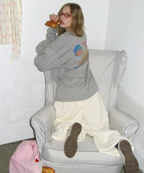 VINTAGE CROISSANT OVER FIT LONG SLEEVE GREY